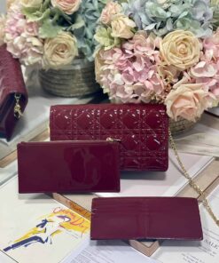 Christian Dior Lady Dior Pouch Maroon For Women 8.5in/21.5cm CD
