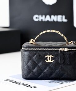 Chanel Small Vanity Case Black For Women 6.7in/17cm AS3171