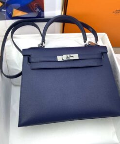 Hermes Kelly 28 Sellier Epsom Blue Bag For Women, Women's Handbags, Shoulder Bags 11in/28cm