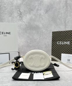 Celine Crossbody Oval Purse Cuir Triomphe White For Women 6in/16cm