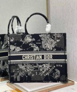 Christian Dior Large Dior Book Tote Black And White For Women 16.5in/42cm CD