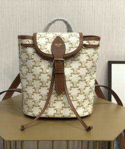 Celine Mini Backpack Folco In Triomphe Canvas White For Women 7in/20cm 197662CAS.01BC