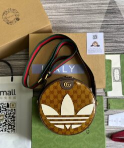 Gucci x Adidas Ophidia Small Shoulder Bag Brown For Women, Women's Bags 8.6in/22cm GG 702640 UVSKT 7268