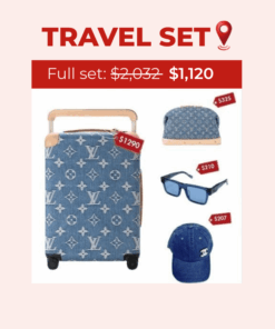 Travel Set: Louis Vuitton Horizon 55 Suitcase + Louis Vuitton Pochette Cosmétique GM Bag + Prada Sunglasses Exclusive + Chanel Cap