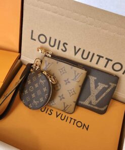 Louis Vuitton Trio Pouch Monogram Giant, Monogram Reverse And Monogram Mini Canvas For Women, Women's Wallet 7.7in/19.5cm LV M68756