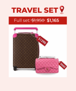 Travel Set: Louis Vuitton Horizon 55 Suitcase Pink + Chanel Large Classic Handbag Pink