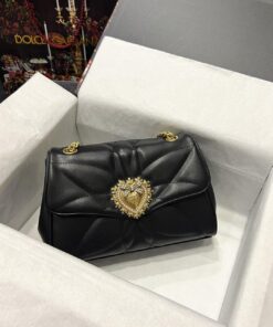 Dolce Gabbana Large Devotion Shoulder Bag In Quilted Nappa Black For Women 11.4in/29cm DG