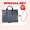Special Set Chanel: Deauville Tote Bag + Pearl and Crystal Necklace