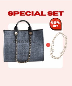 Special Set Chanel: Deauville Tote Bag + Pearl and Crystal Necklace