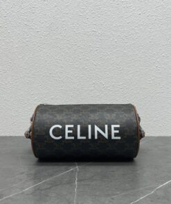Celine Cylinder Bag In Triomphe Canvas Tan For Women 9in/22cm 110052EJF.04LI