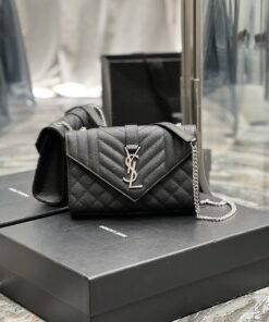 Saint Laurent Small Bag Black In Mix Matelasse For Women 8.2in/21cm YSL 600195BOW921000