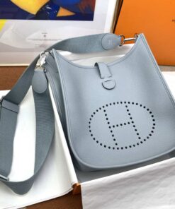 Hermes Evelyne III 29 Bag Light Blue With Silver-Toned Hardware For Women, Women's Shoulder And Crossbody Bags 11.4in/29cm H056277CK18