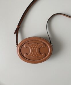 Celine Crossbody Oval Purse Cuir Triomphe Brown For Women 6in/16cm 10I703DPQ.04LU