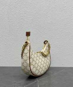 Celine Medium Ava Chain In Triomphe Canvas White For Women 10in/25cm