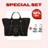 Special Set Chanel: Large Deauville Pearl Tote Bag + Earrings