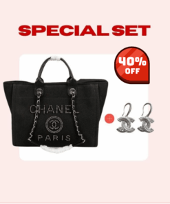 Special Set Chanel: Large Deauville Pearl Tote Bag + Earrings