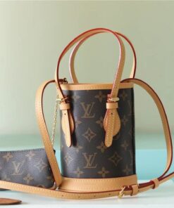 Louis Vuitton Nano Bucket Bag Monogram Canvas Brown For Women Brown 6.7in/17cm LV