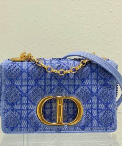 Christian Dior Medium Dior Caro Bag Blue For Women 25.5cm/10in CD