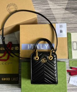 Gucci Marmont Matelasse Mini Bag Black For Women, Women's Bags 7.5in/19cm GG 696123 DTDHT 1000