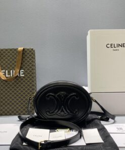 Celine Oval Bag Cuir Triomphe Black For Women 8in/20cm 198603DXC.38NO