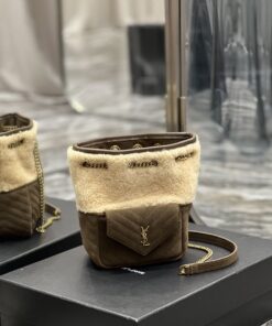 Saint Laurent Oe Mini Bucket Chevrons Brown For Women, Women's Bags 7.5in/19cm YSL? 70163129XA79587