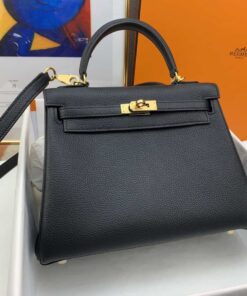 Hermes Kelly 25 Retourne Togo Black Bag For Women, Women's Handbags, Shoulder Bags 10in/25cm