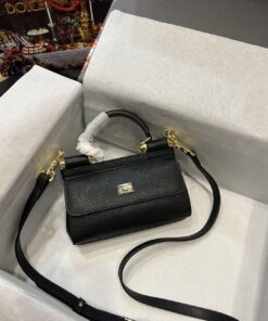 Dolce Gabbana Small Sicily Bag In Dauphine Black For Women 7.5in/19cm DG BB7116A100180999