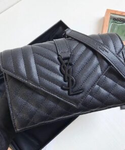 Saint Laurent Envelope Small Bag In Mix Matelass? Grain De Poudre Black For Women 8.2in/21cm YSL 600195BOW981000