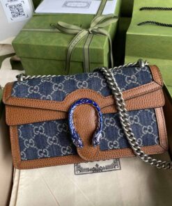 Gucci Dionysus Small Shoulder Bag Dark Blue And Ivory Eco Washed Organic GG Jacquard Deni For Women 11in/28cm 400249 2KQFN 4483