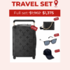 Travel Set: Louis Vuitton Horizon 55 Suitcase + Louis Vuitton Coussin PM Bag + Louis Vuitton Mix It Up Square Sunglasses + Prada Re-Nylon Baseball Cap
