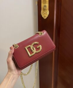 Dolce Gabbana Polished 3.5 Phone Bag Burgundy For Women 7.3in/19cm DG