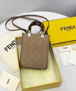 Fendi Mini Sunshine Shopper Beige For Women, Women's Handbags, Shoulder And CrossBody Bags 7.1in/18cm FF 8BS051