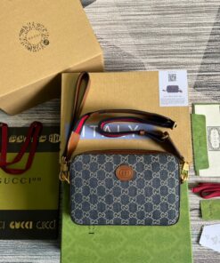 Gucci Shoulder Bag With Interlocking G Blue And Ivory GG Denim Jacquard For Women 9.6in/24.5cm GG