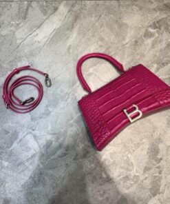 Balenciaga Hourglass Small Handbag In Dark Pink, For Women, Women's Bags 9in/23cm