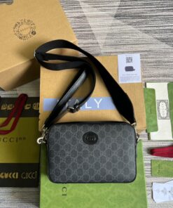 Gucci Shoulder Bag With Interlocking G Black GG Supreme Canvas For Women 9.6in/24.5cm GG 703468 92THF 1000