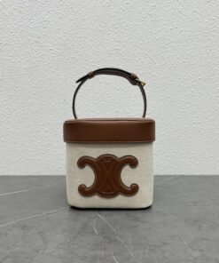 Celine Medium Box Cuir Triomphe In Textile Natural / Tan For Women 6in/16cm 199252EFL.02NT