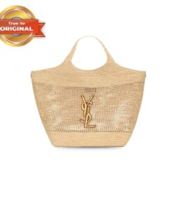 [True-to-ORIGINAL] Saint Laurent Icare In Raffia Beige For Women 55 Inches/ 21.7 Cm 772191GAAEK2063