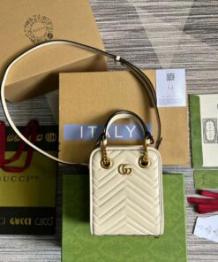 Gucci Marmont Matelasse Mini Bag White For Women, Women's Bags 7.5in/19cm GG 696123 DTDHT 9022