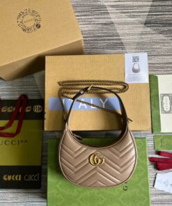 Gucci Marmont Half Moon Shaped Mini Bag Beige For Women, Women's Bags 8.5in/22cm GG