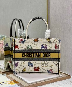 Christian Dior Medium Dior Book Tote White Multicolor For Women 14in/36cm CD