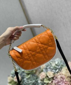 Christian Dior Small Dior Vibe Hobo Bag Fluorescent Orange Macrocannage Orange For Women 20cm CD M7200ODDO_M057