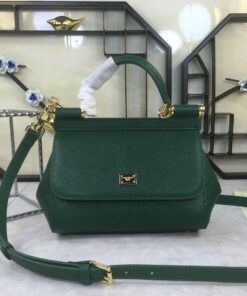 Dolce Gabbana Medium Sicily Handbag In Dauphine Green For Women 10.2in/26cm DG BB4347A100187399