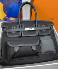 Hermes Birkin Cargo 35 Black, SIlver Toned Hardware Bag For Women, Women's Handbags, Shoulder Bags 13.8in/35cm