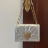 Dolce Gabbana Large Devotion Bag In Quilted Nappa Silver For Women 10in/26cm DG