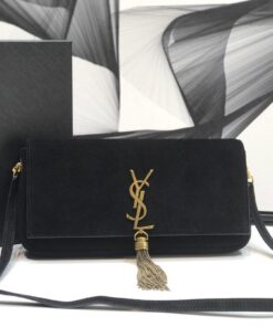 Saint Laurent Kate Tassel Small Shoulder Bag Black For Women 10.2in/26cm YSL 6042760UD7W1011