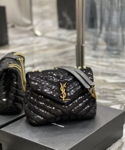 Saint Laurent Loulou Small Chain Bag Black For Women, Women's Bags 9in/23cm YSL 494699FAAER1000