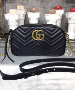 Gucci GG Marmont Small Matelasse Shoulder Bag Black Matelasse Chevron For Women 9.5in/24cm GG 447632 DTD1T 1000