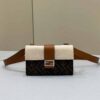 Fendi Baguette Pouch Brown fabric Beige Pouch For Woman 16cm/6in