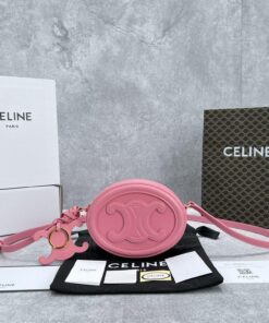 Celine Crossbody Oval Purse Cuir Triomphe Pink For Women 6in/16cm 10I703DPQ.27LK