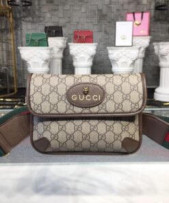 Gucci Neo Vintage Small Messenger Bag Beige/Ebony GG Supreme Canvas With Brown For Women 8.5in/22cm GG 501050 9C2VT 8745